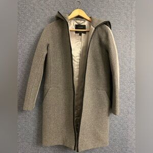 J. Crew By Nello GoriTwo Tone Heather Gray Hooded Wool Coat lined Women’s Size 0